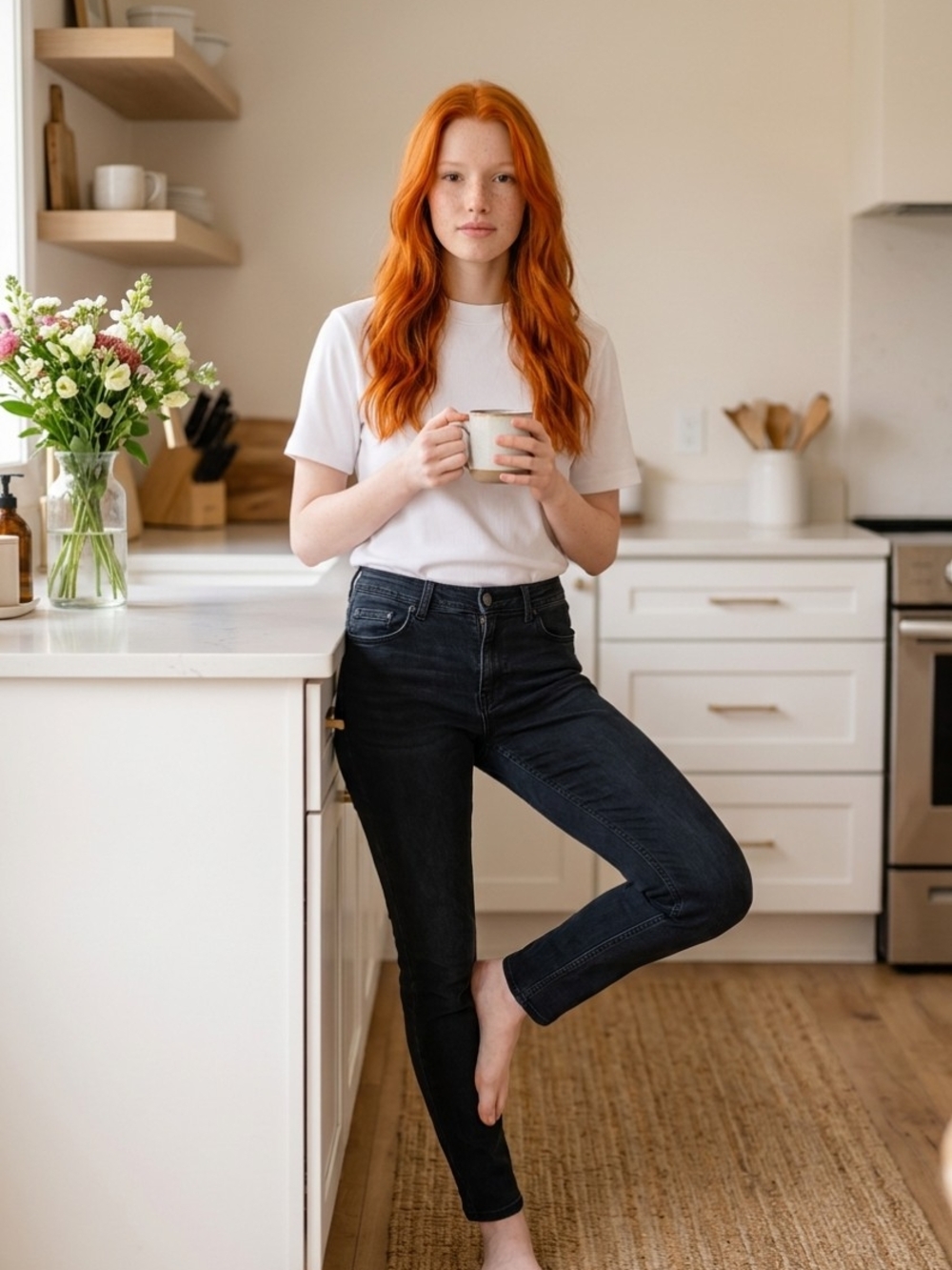 High-Rise Skinny Jeans in Washed Black - Women
